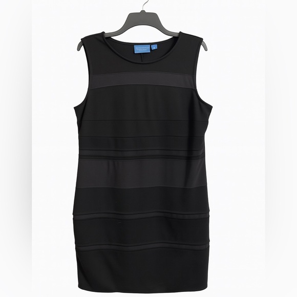 Simply Vera Wang Black Dress PL Sleeveless Sheath | Striped Front | Classic Fit - Picture 2 of 4